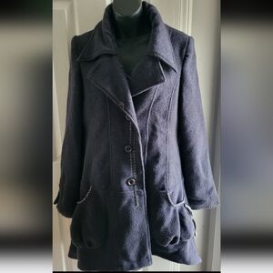 Lulumari Women's Coat Pea Coat Multicolor Wool Blend Size L